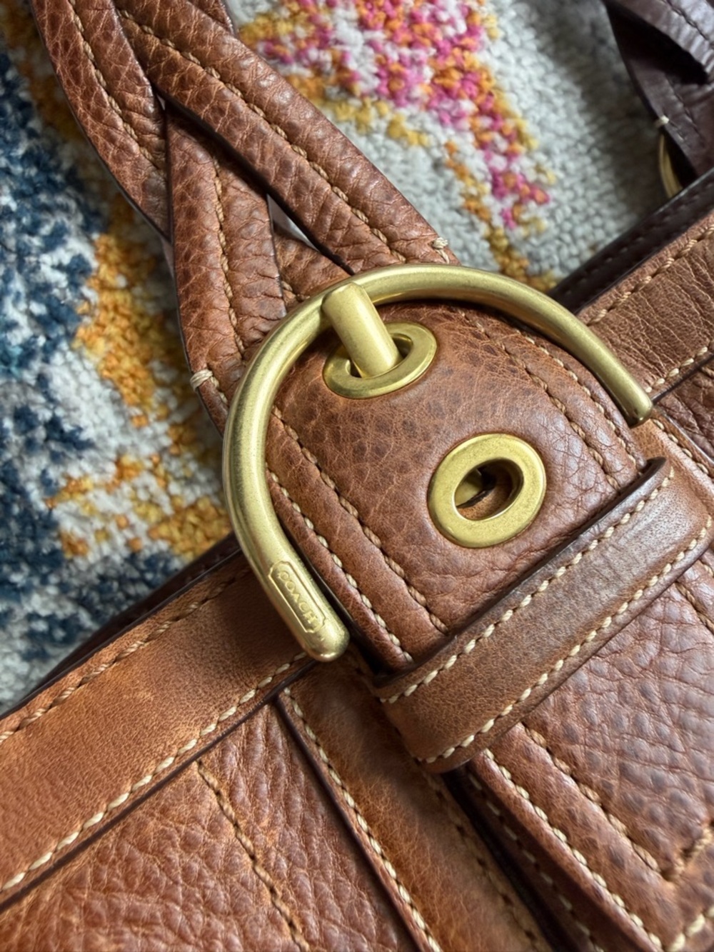 2006 Coach Mia SoHo Tote Whiskey Braided Straps Leather Vintage Y2K Satchel - Picture 6 of 12